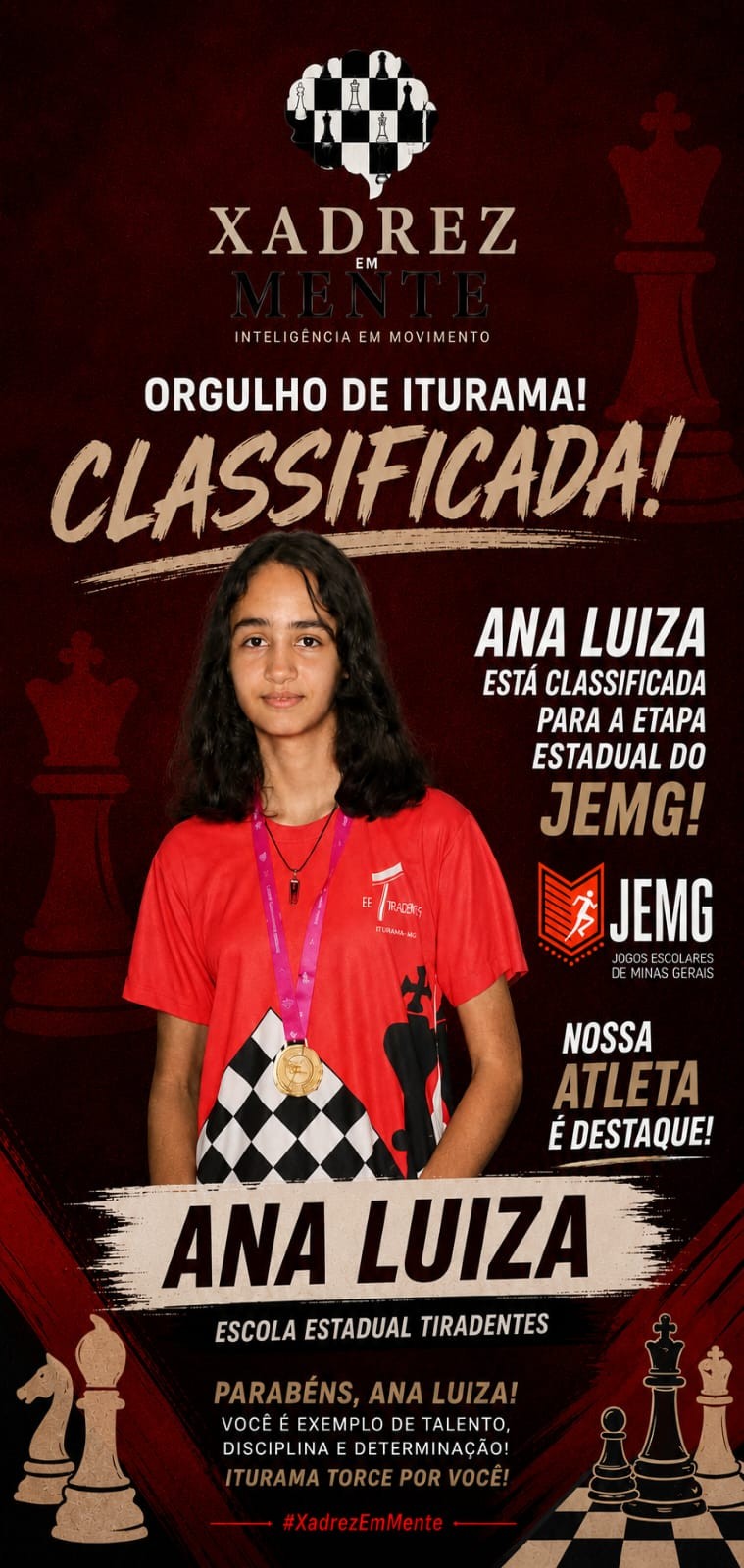 Foto 1 - Promessa do xadrez, Ana Luiza avança e vai representar Iturama na etapa estadual do JEMG